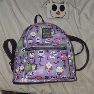 Loungefly Purple Nightmare Before Christmas Jack And Sally Mini Backpack